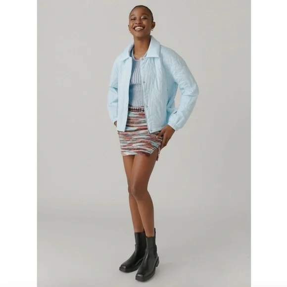 NWT Urban Outfitters UO Sasha Quilted Bomber Jacket Blue XXXL Relaxed Fit Crop - Picture 4 of 14